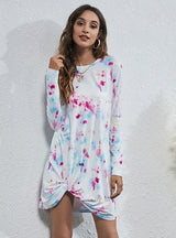 T-shirt Round Neck Tie-dye Printing Dress