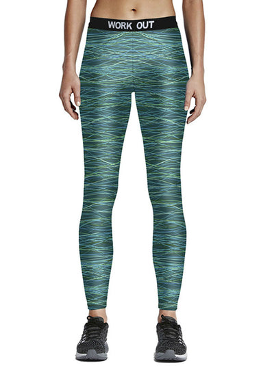 Elastic Slim Fitness Legging Stripe Print Leggings 