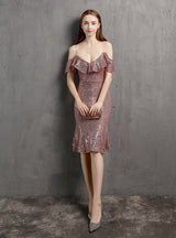 Sheath Sequins Straps Party Dress