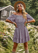 Leopard Leisure Off the Shoulder Dress