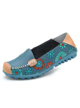 Flower Print Women Genuine Leather Shoes