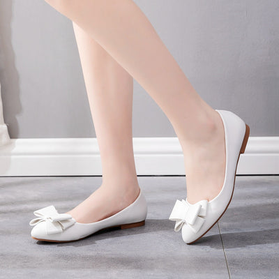 Women White Pointed Flat Shoes