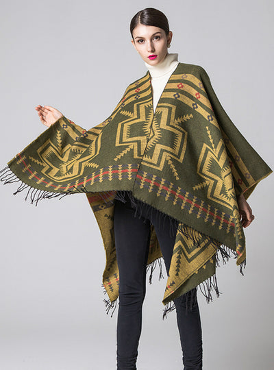 Cross Plum Lengthened Thickened Split Shawl