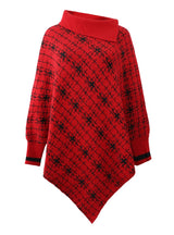 Contrasting Color Side Lapel Cape Shawl