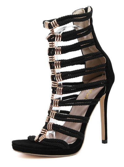 Strappy Ankle Boots Shoes Woman High Heel Stilettos