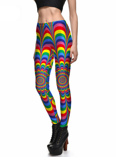 Print Fitness Leggings Rainbow Digital Printing Pants