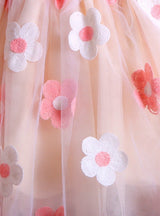 Pearls Bow Flowers Girl Party Dress Wedding