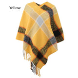 Contrasting Striped Cloak Fringed Scarf Shawl
