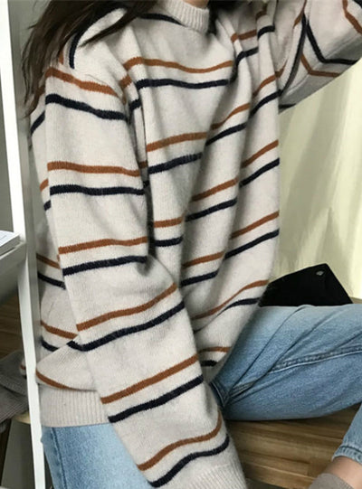 Autumn O-Neck Sweaters Chic Daily Tops