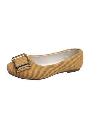 Square Buckle Shallow Flat Shoes