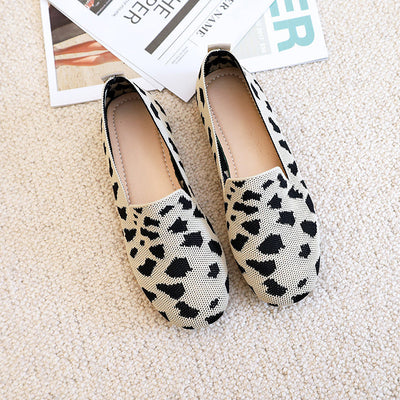 Flat-bottomed Leopard Print Woven Shoes