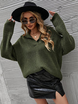 Loose Solid Color Padded Suit Collar Sweater