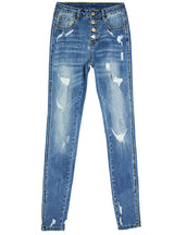 Punched Stretch Jeans Pencil Pants