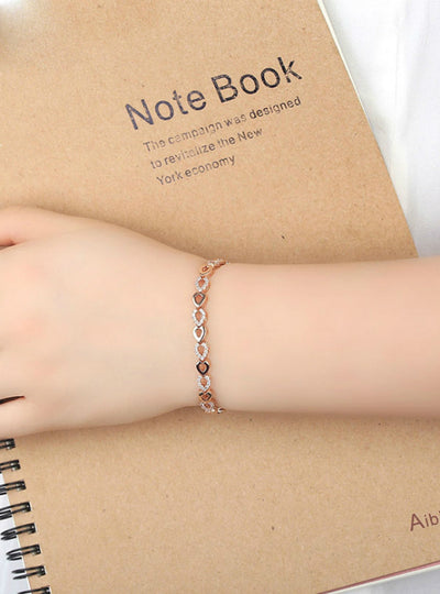 Rose Gold Heart Chain AAA Cubic Zircon Crystal