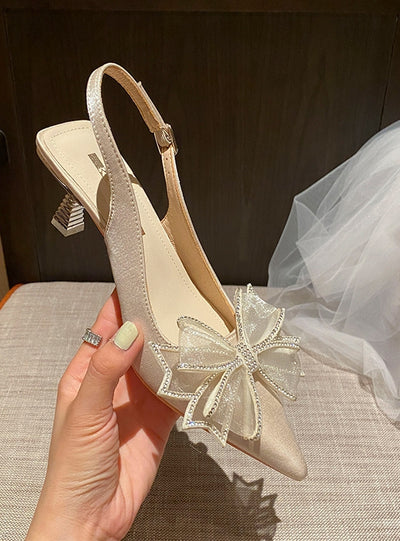 Mesh Butterfly Pointed High Heels Shoes