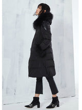 Long Green Jacket Women Warm Outwear Real Fur