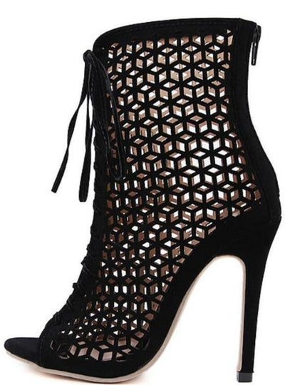 Front Open Cross Strap Stilettos Pumps Genova Ankle Boots