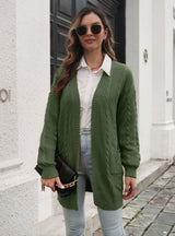 Loose Knit Cardigan Pocket Sweater