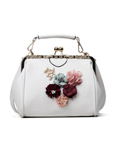 Flower Metal Frame Handbag Beaded Messenger Bag