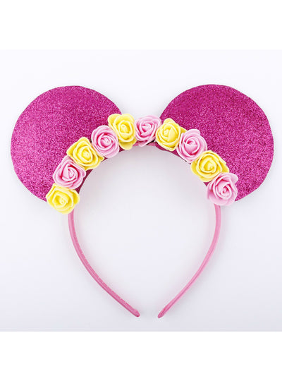 Cute mouse Ears Hair Bands Hoop rose flower 