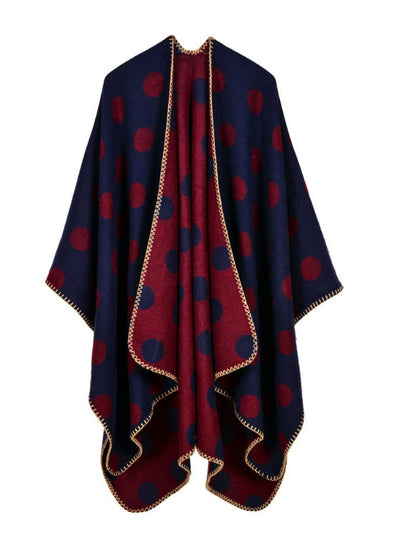 Long Thick Split Large Polka Dot Cape Cloak