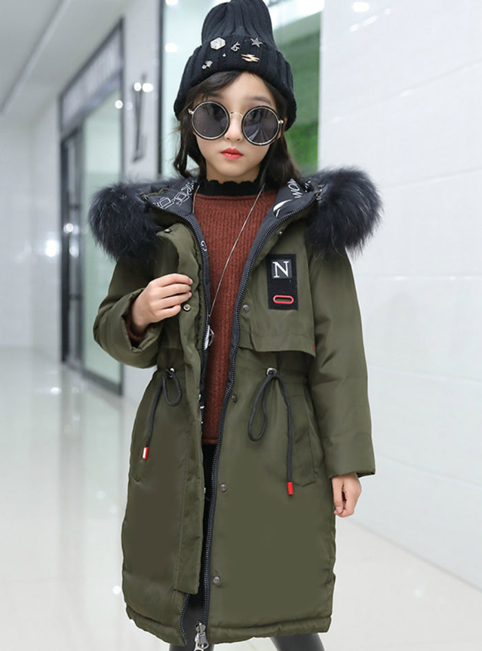 Girl Coat Natural Fur Hooded Outerwear Overcoat – Lilacoo