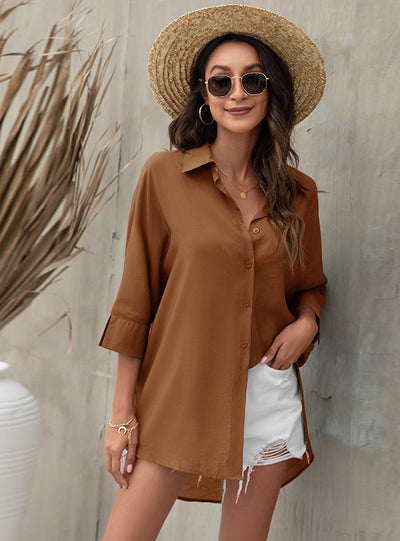 Collar Casual Shirt Seven-sleeve Shirt