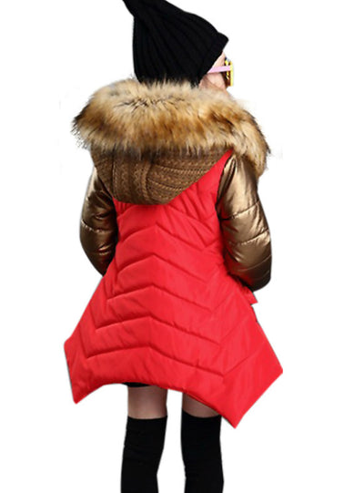 Girls Winter Jacket New Brand Style Long Fur Hooded 