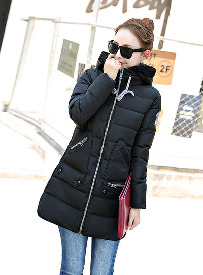 Winter Long Down Jacket Long Sleeve Hooded