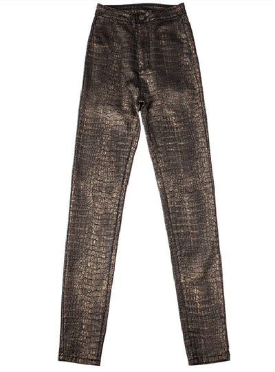 High Waist PU Sexy Alligator Pants