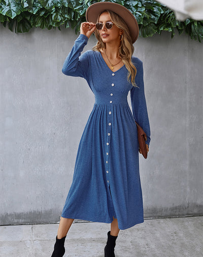 Waist Stretch Long Sleeve Dress