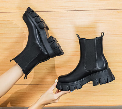 Thick-soled Heel Chelsea Booties