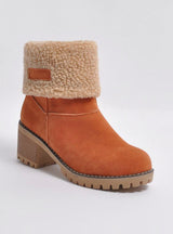 Snow Boots Fashion Square High Heels Ankle Boots 