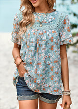 Printed Short-sleeved Round Neck Shirt
