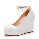 Pearl Beaded Tassel High Heel Shoes