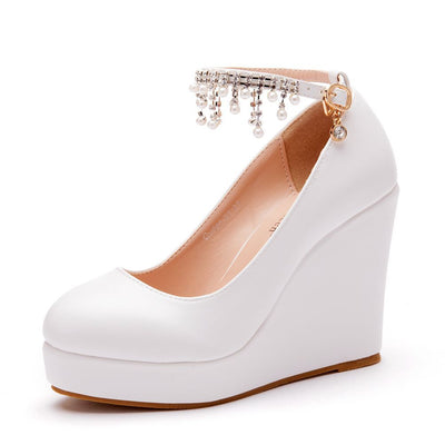 Pearl Beaded Tassel High Heel Shoes