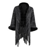 Fringe Shawl Fur Collar Cardigan Coat