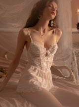 Lace Bow Perspective Gauze Nightdress