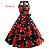 Retro Backless Print Vintage Dress