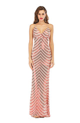 V-neck Backless Stretch Sequined Dress