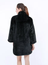 Fox Fur-Like Mosaic Waistcoat Long Vest Jacket 