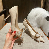 Women Bridal Bow Shallow Shoes
