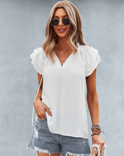 Solid Color Flying Sleeves T-shirt