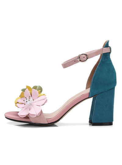 Flower Women Sandals High Heels Sandals Open Toe 