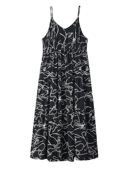 Mosaic V-neck Printed Big Swing Dress