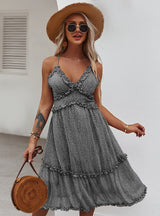 Summer Print Straps Chiffon Dress