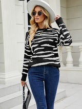 Striped Tiger Pattern Color Matching Sweater