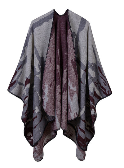 Camouflage Cashmere Jacquard Lengthened Cloak