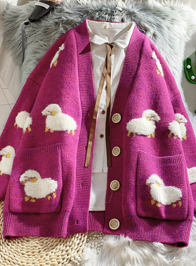 Female Cardigan Loose Streetwear Knit Sweater Coat