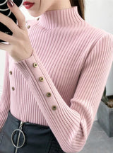 Knitted Sweater Solid Knitted Female Cotton Soft Elastic Color
